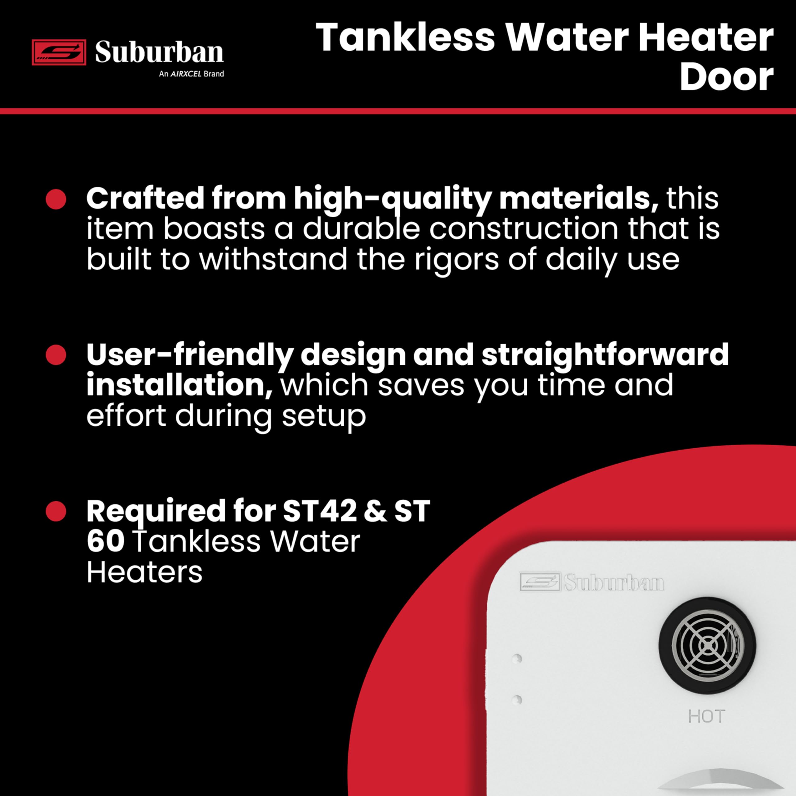 Tankless Water Heater Door ST Suburban 6285APW, Required Door for Installation of Suburban ST42 and ST60 Tankless Water Heaters, Polar White