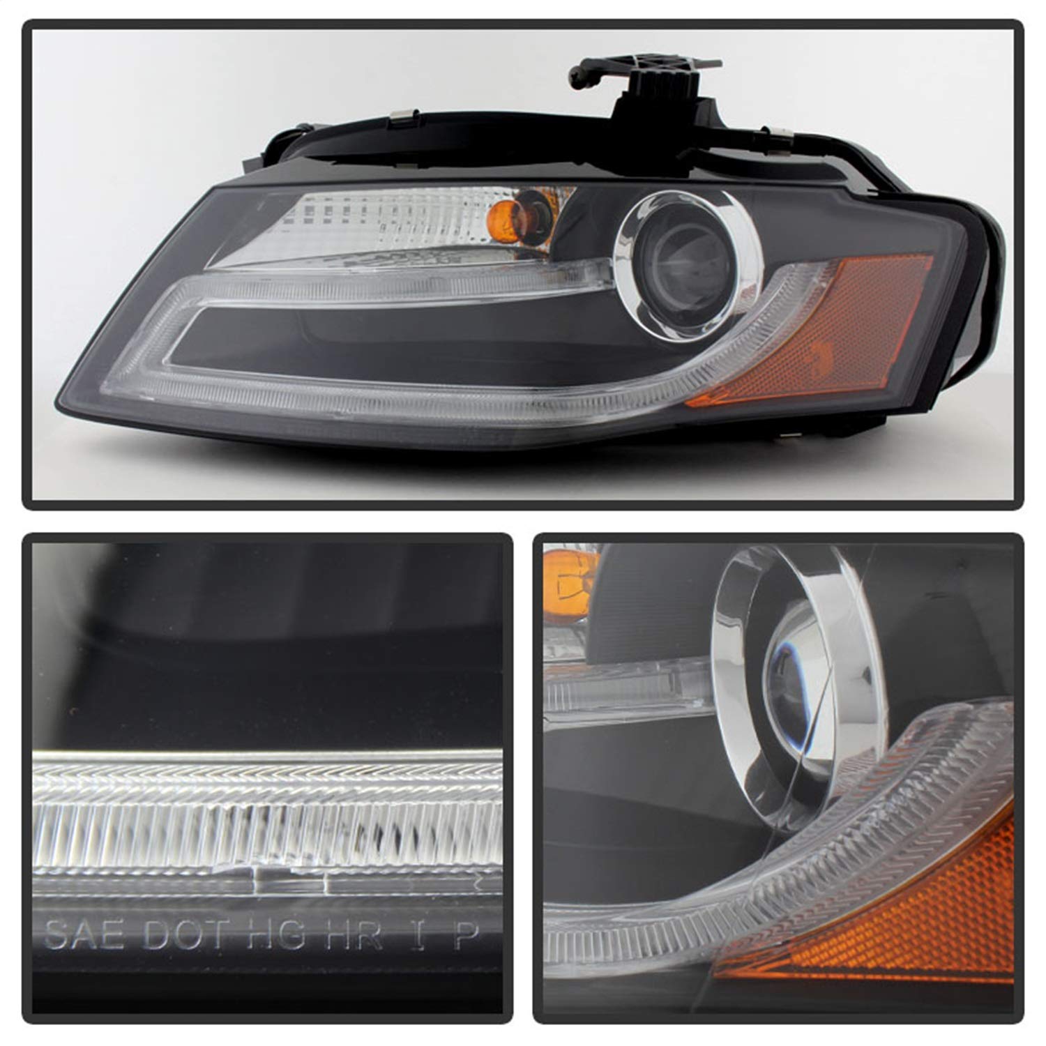 Audi A4 LED Halo Projector Headlight Spyder Auto PRO-YD-AA408-HID-DRL-BK