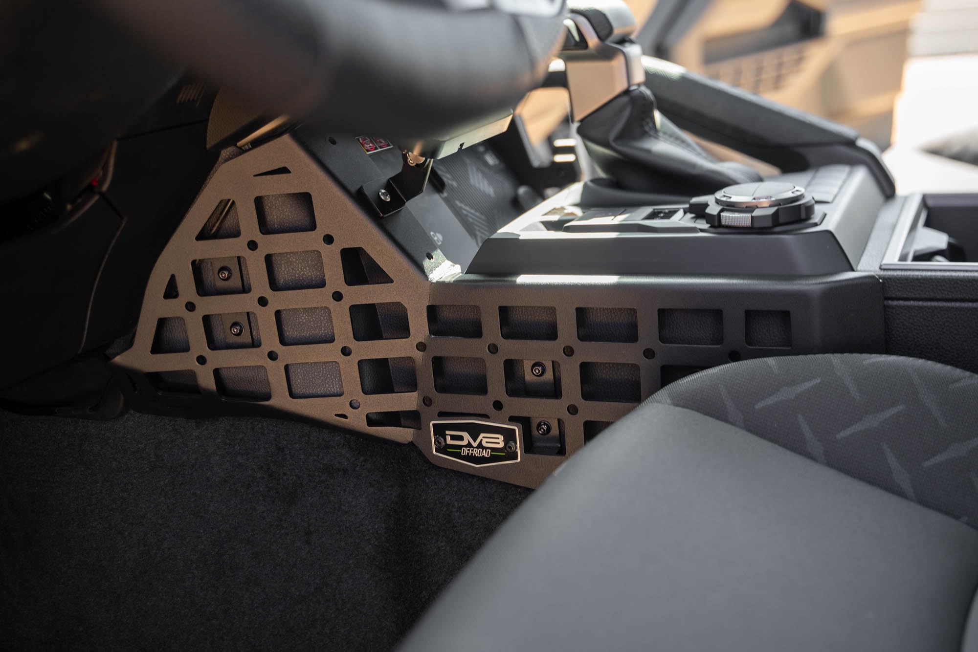 Center Console DV8 Molle Panels & Digital Device Mount for 2024 Toyota Tacoma | Compatible w/ Bulletpoint & RAM Mounts | Quick Access to Your Daily Gear & Digital Devices | Black Powder Coat | Steel