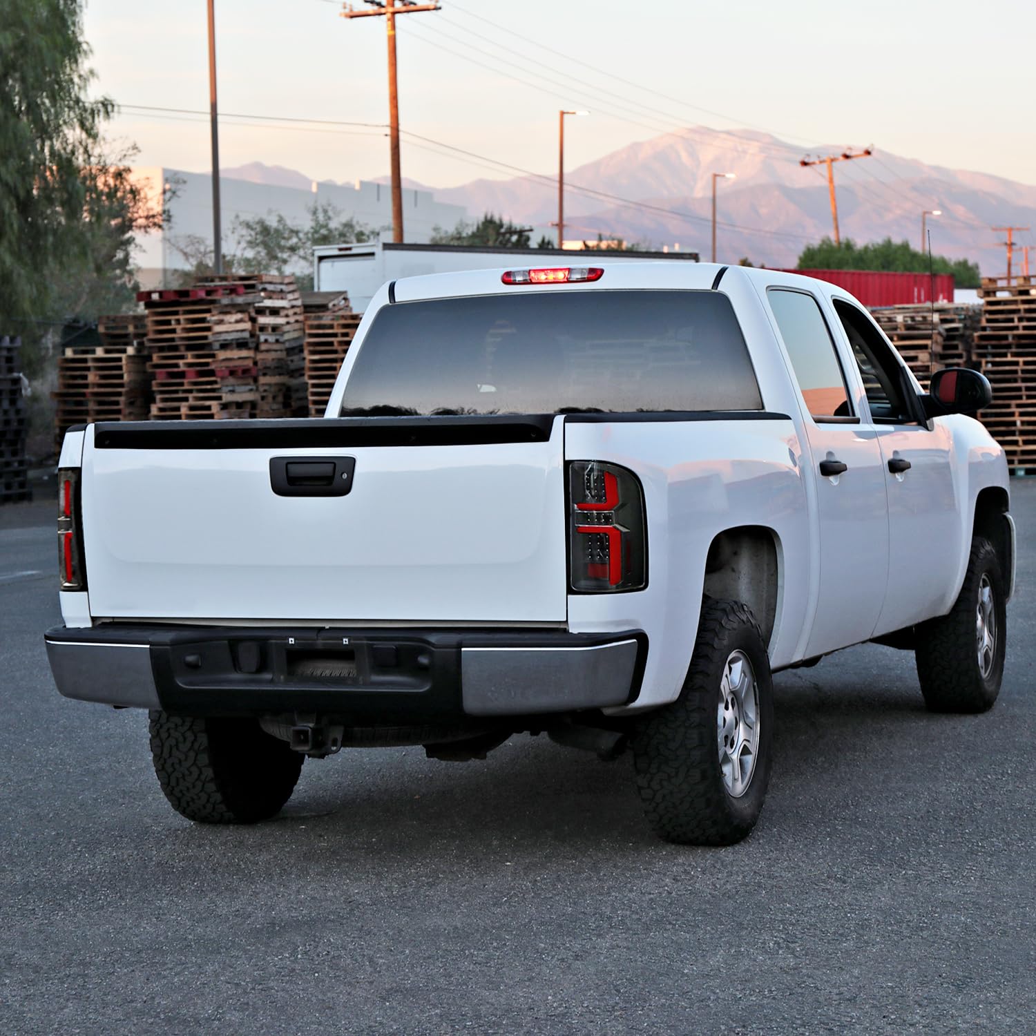 Black LED Tail Lights SPEC-D TUNING w/Red LED Light Bars Compatible with 2007-2013 Chevy Silverado 1500/2500HD/3500HD, Left + Right Pair Assembly
