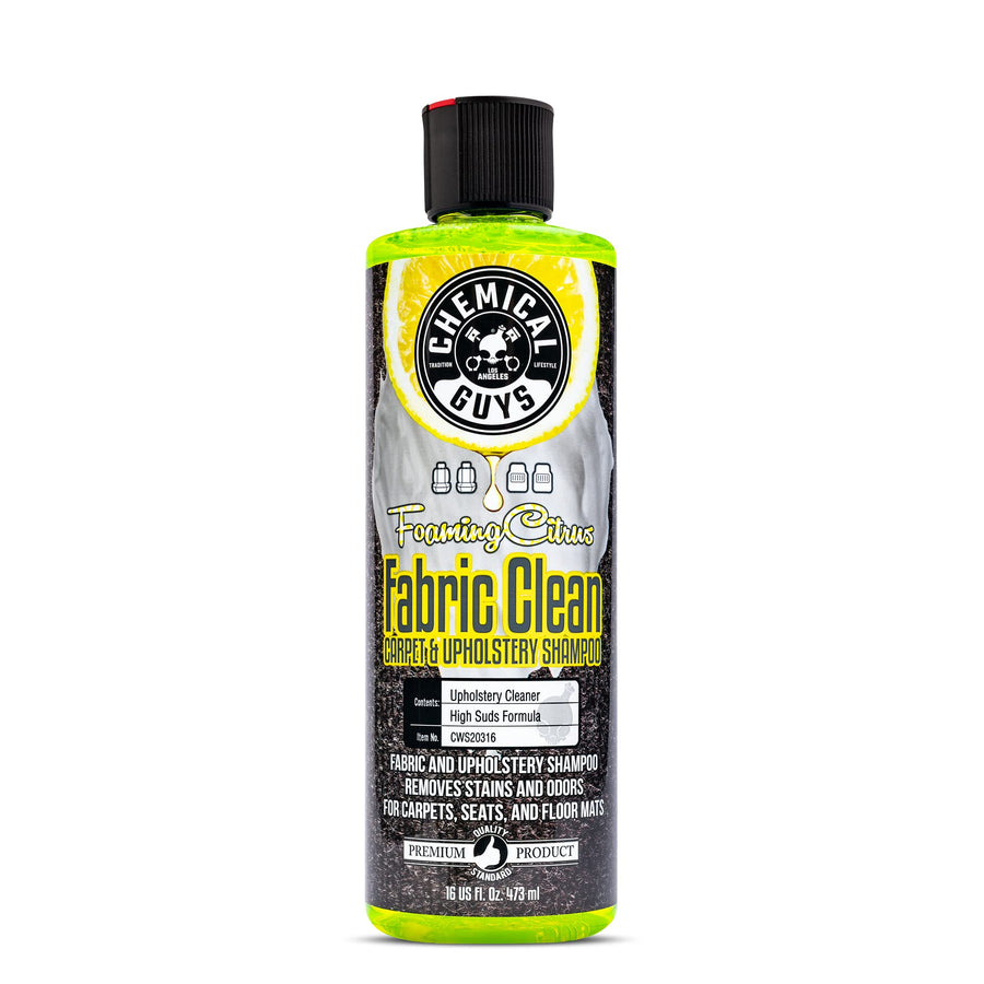 Chemical Guys Citrus Foaming Fabric Clean, Carpet and Upholstery Cleaner - Car Carpet Cleaner for Seats, and Floor Mats, Safe for Home, Office & More, Citrus Scent - 16 oz