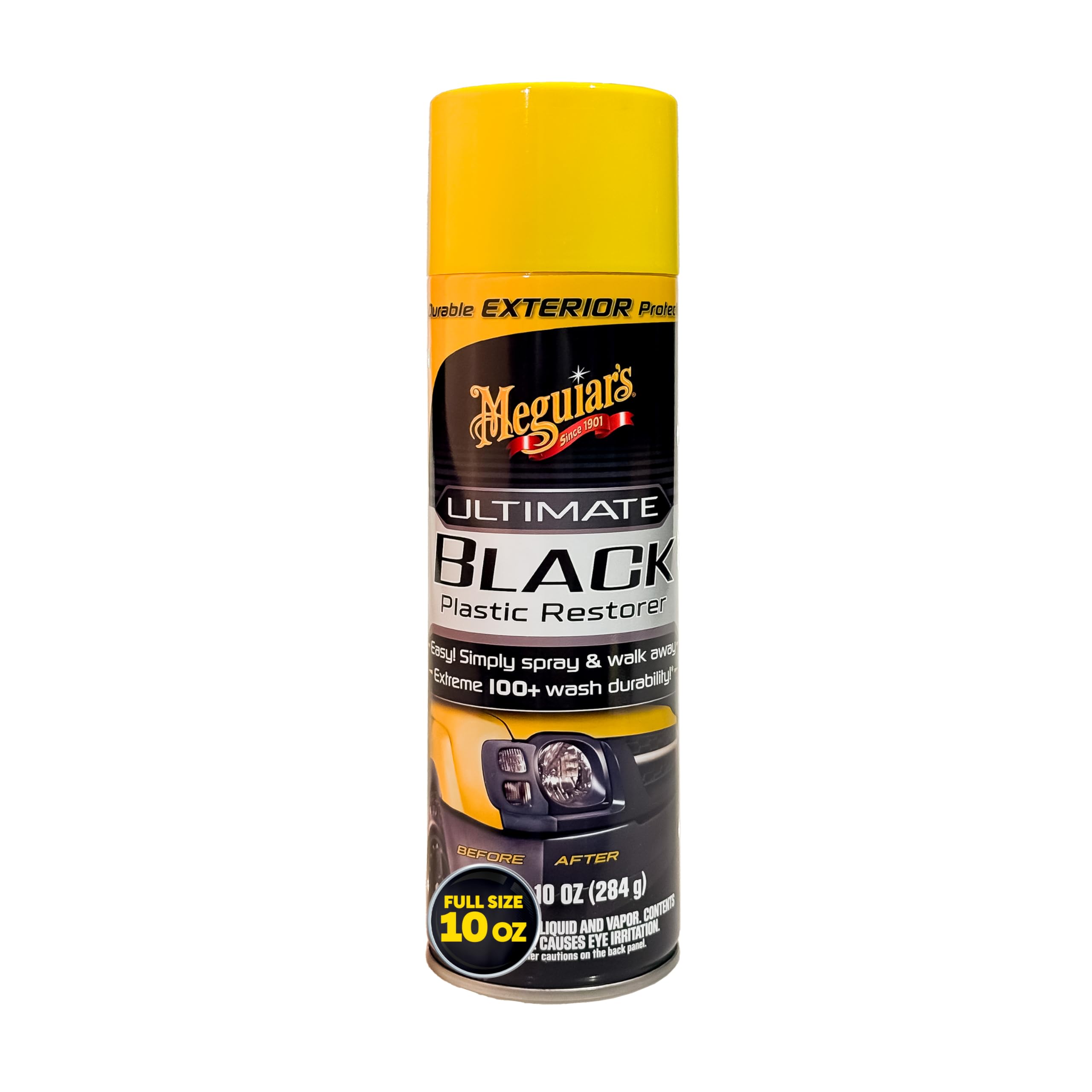 Meguiar's Plastic Restorer Ultimate Black - Restore Faded Exterior Trim, Add Shine and Protect Exterior Trim with Durability and UV Protection - Makes Trim and Plastic Look Like New, 10 Oz Aerosol