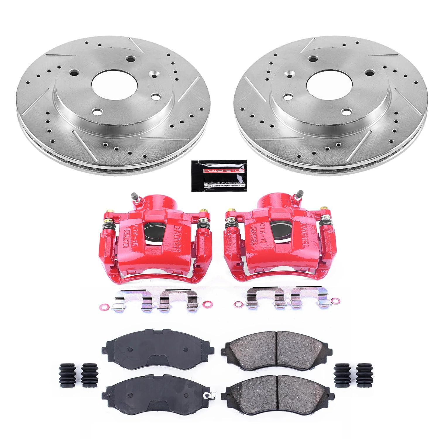 Power Stop Z23 Evolution KC5894 Front Brake Caliper Kit- Brake Rotors, Brake Pads, Brake Calipers For Suzuki Forenza 2004-2008, Suzuki Reno 2005-2008 [Model Specific]