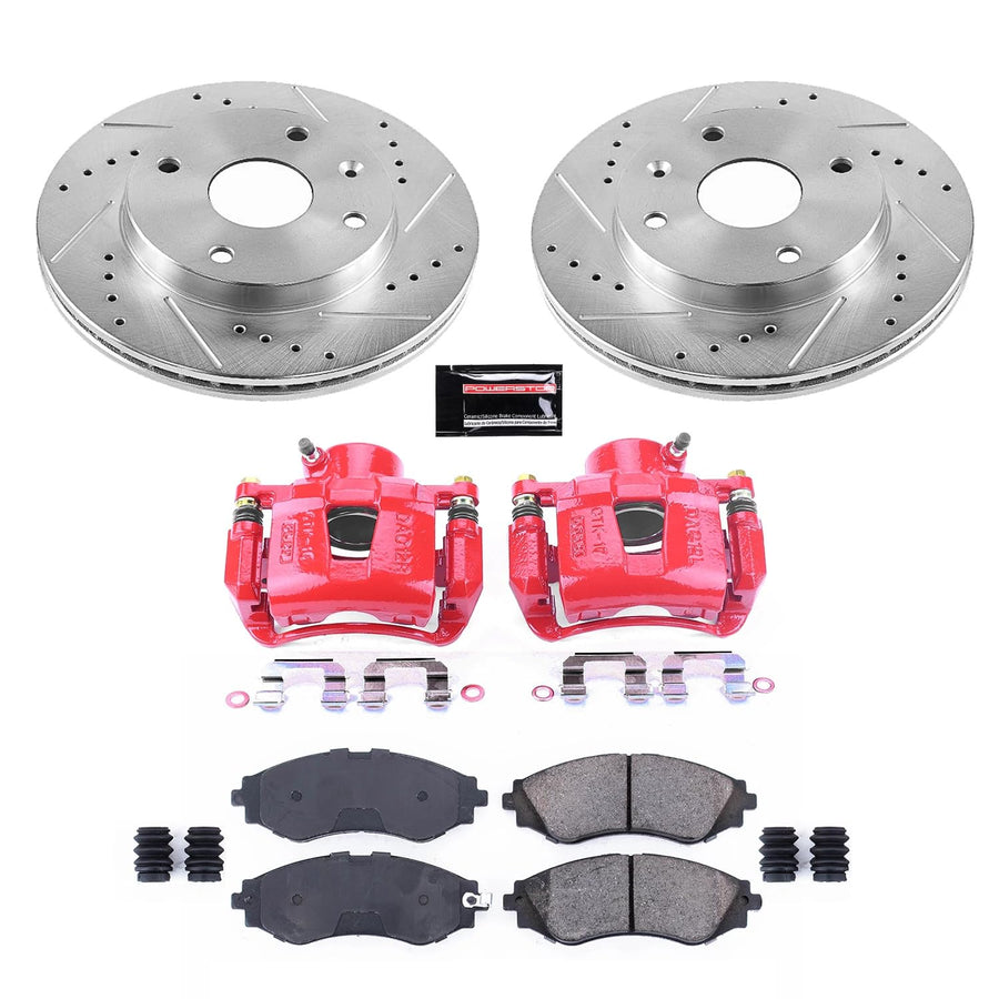 Power Stop Z23 Evolution KC5894 Front Brake Caliper Kit- Brake Rotors, Brake Pads, Brake Calipers For Suzuki Forenza 2004-2008, Suzuki Reno 2005-2008 [Model Specific]