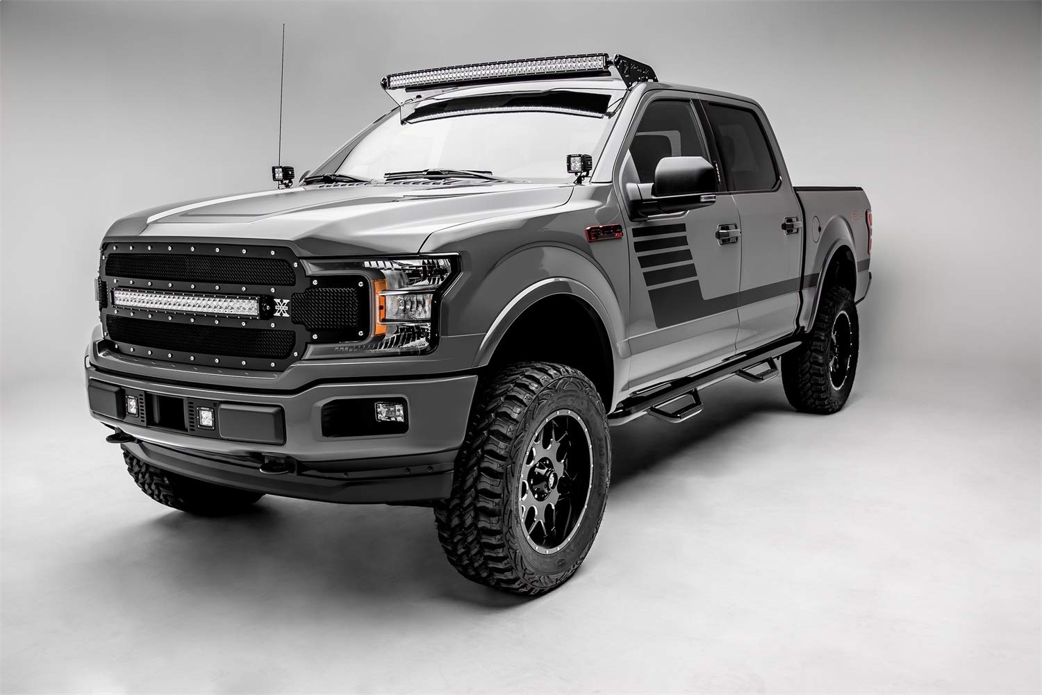 ZROADZ LED Mounting Bracket Front Roof - Compatible w/ 2015-2020 ALL Ford F-150 - to Mount (1) 52 Inch ZROADZ or similar style Curved LED Light Bar (Not Included) - PN #Z335662