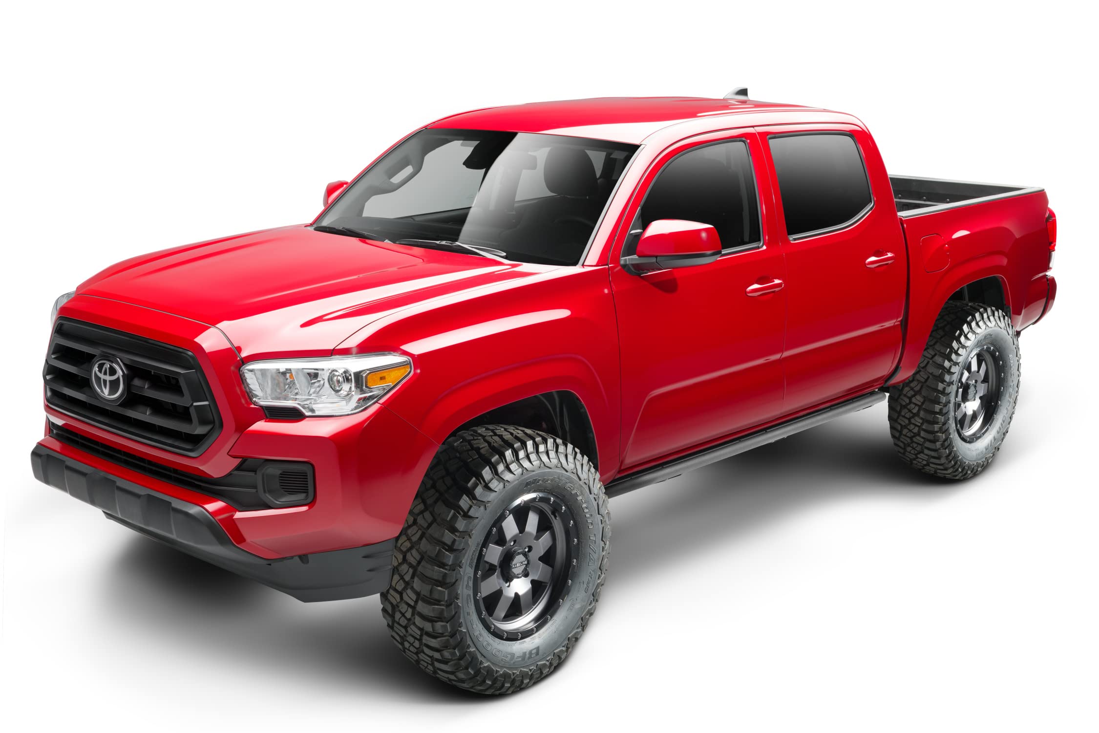 Trail Sliders RealTruck for Toyota Tacoma | Cab Length, Heavy Duty 2" Tubing, Textured Black | TST16CC-TX | Fits 2016 - 2023 Toyota Tacoma Double Cab