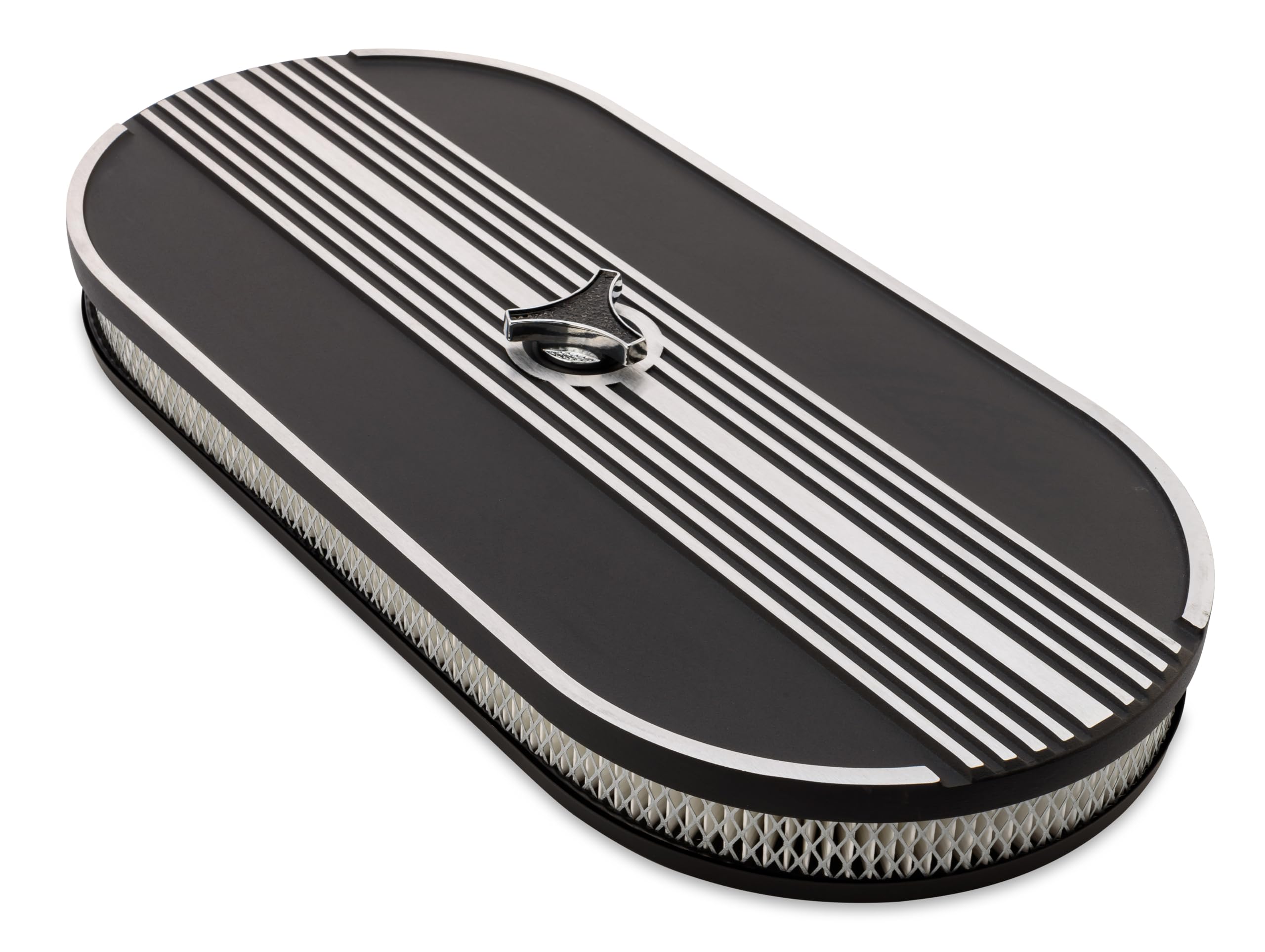Oval Air Cleaner Scott Drake S1MS-9600-P Black Aluminum Finned No Logo