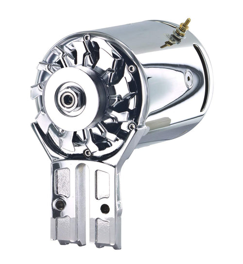 Chrome Powermaster 182011-2 Alternator (PowerGEN Flat Head Front Mating '39-'48 90A 12V with Lamp Term)