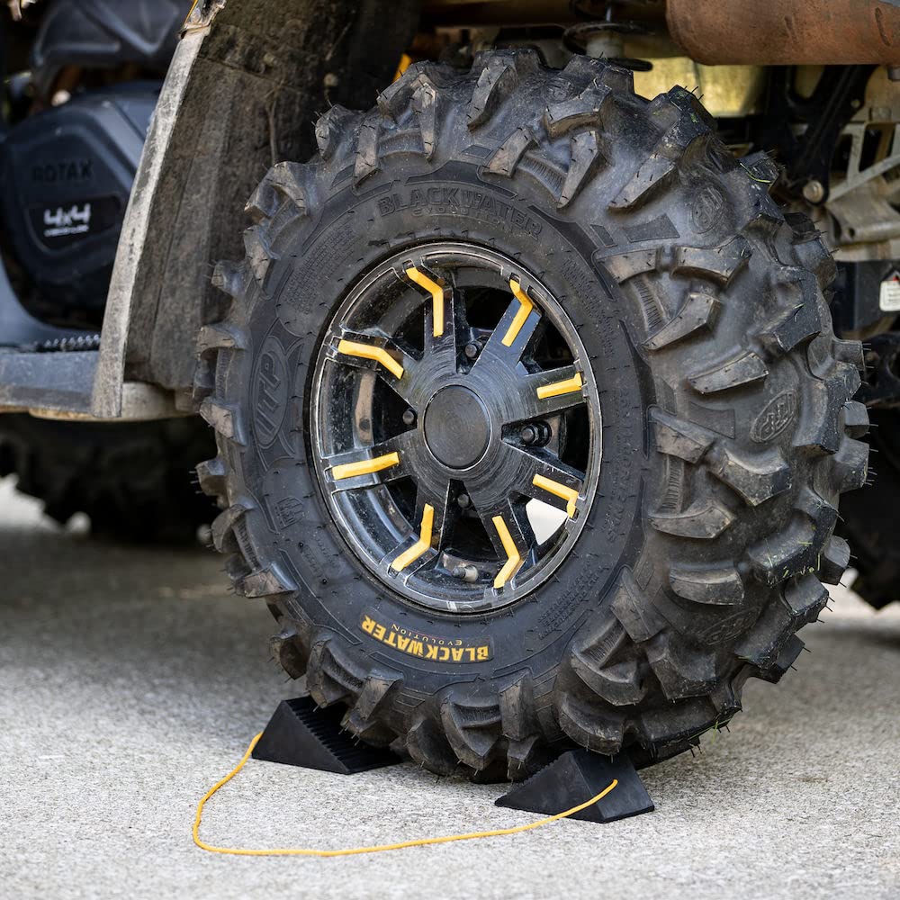 Buyers Products WC35225 Rubber Mini Wheel Chock Set, 5 x 3 x 2.25 Inches, 36 Inch Nylon Rope, Ideal For ATVs, Riding Lawnmowers And Gas-Powered Scooters, Rust And Chemical Proof