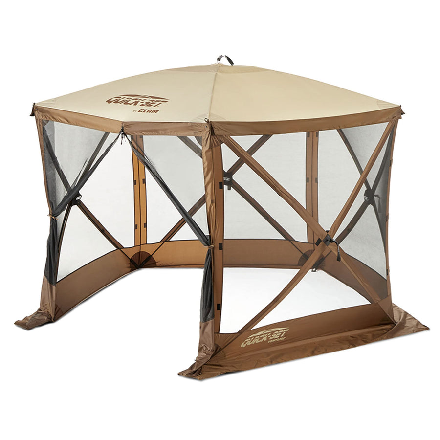 Pop Up CLAM Screen Tent, Outdoor Camping Gazebo Canopy, Venture, 9' x 9', Brown