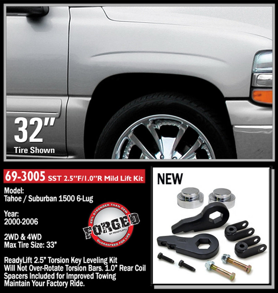 2.5"F / 1"R SST Lift Kit Readylift - GM SUV / SUT 1500, 2000-2006, silver, For Tires Up to 33"