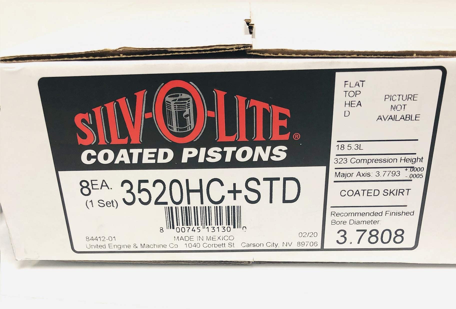 Hypereutectic Silvolite Flat Top Pistons compatible with 1999-2008 GM LS 4.8L & 5.3L Engines GEN III & IV (Standard 3.780" Bore)