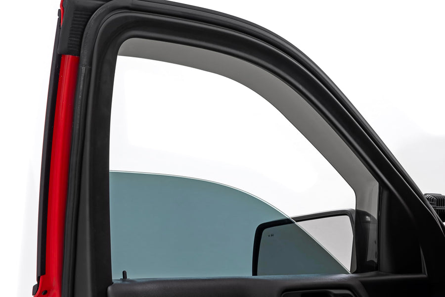 Rough Country Window Rain Guards in-Channel for Chevy Silverado & GMC Sierra 1500/2500HD/3500HD Crew Cab (2019-2025) - Low Profile Window Visors, 4-Pc Rain Guard for Trucks
