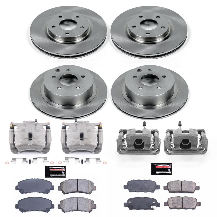 Power Stop KCOE8268 Front and Rear Autospecialty Stock Replacement Caliper Kit- OE Rotors, Ceramic Brake Pads, Calipers
