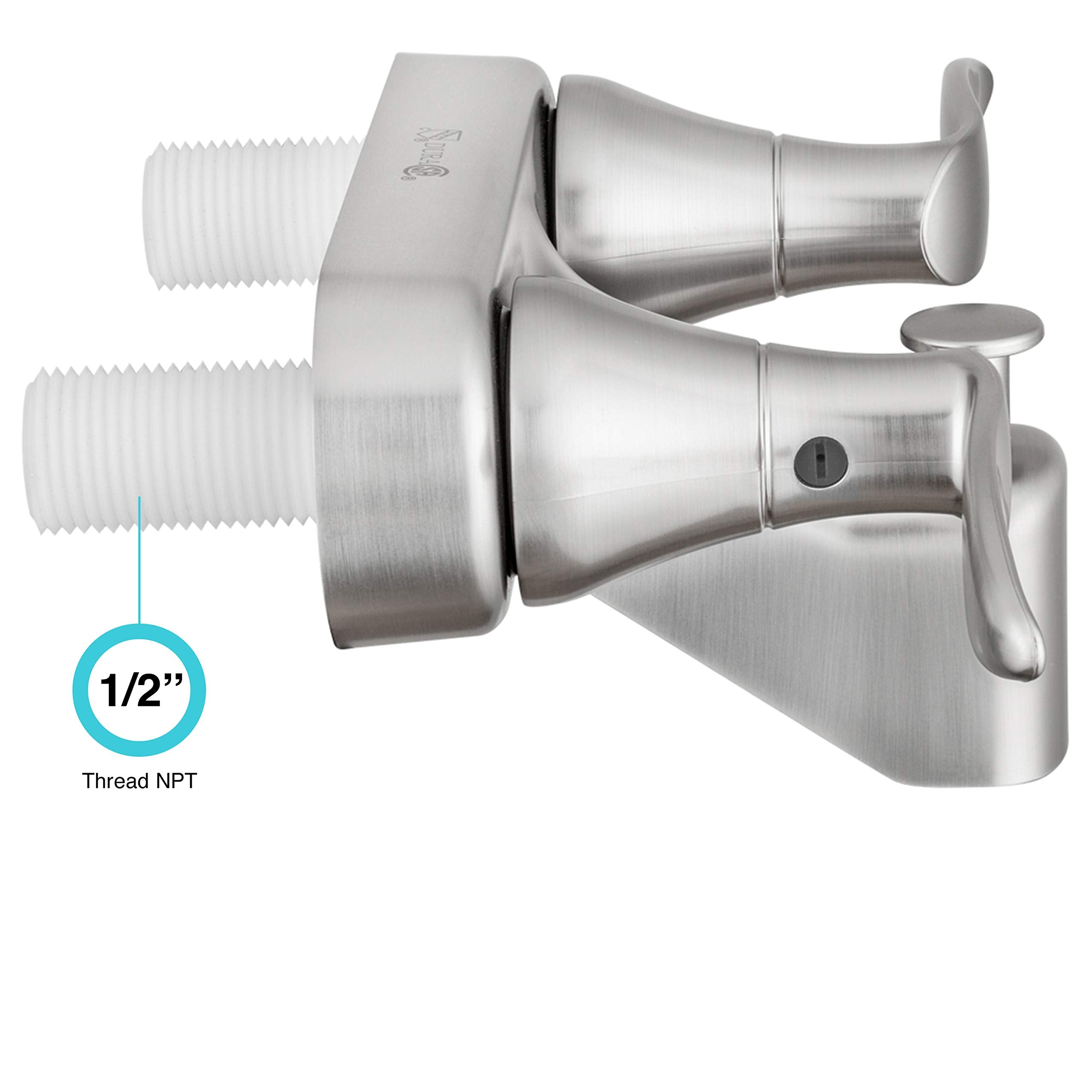 Dura Faucet RV Tub, Shower Faucet Valve Diverter DF-SA110LH-SN with Winged Levers (Brushed Satin Nickel)