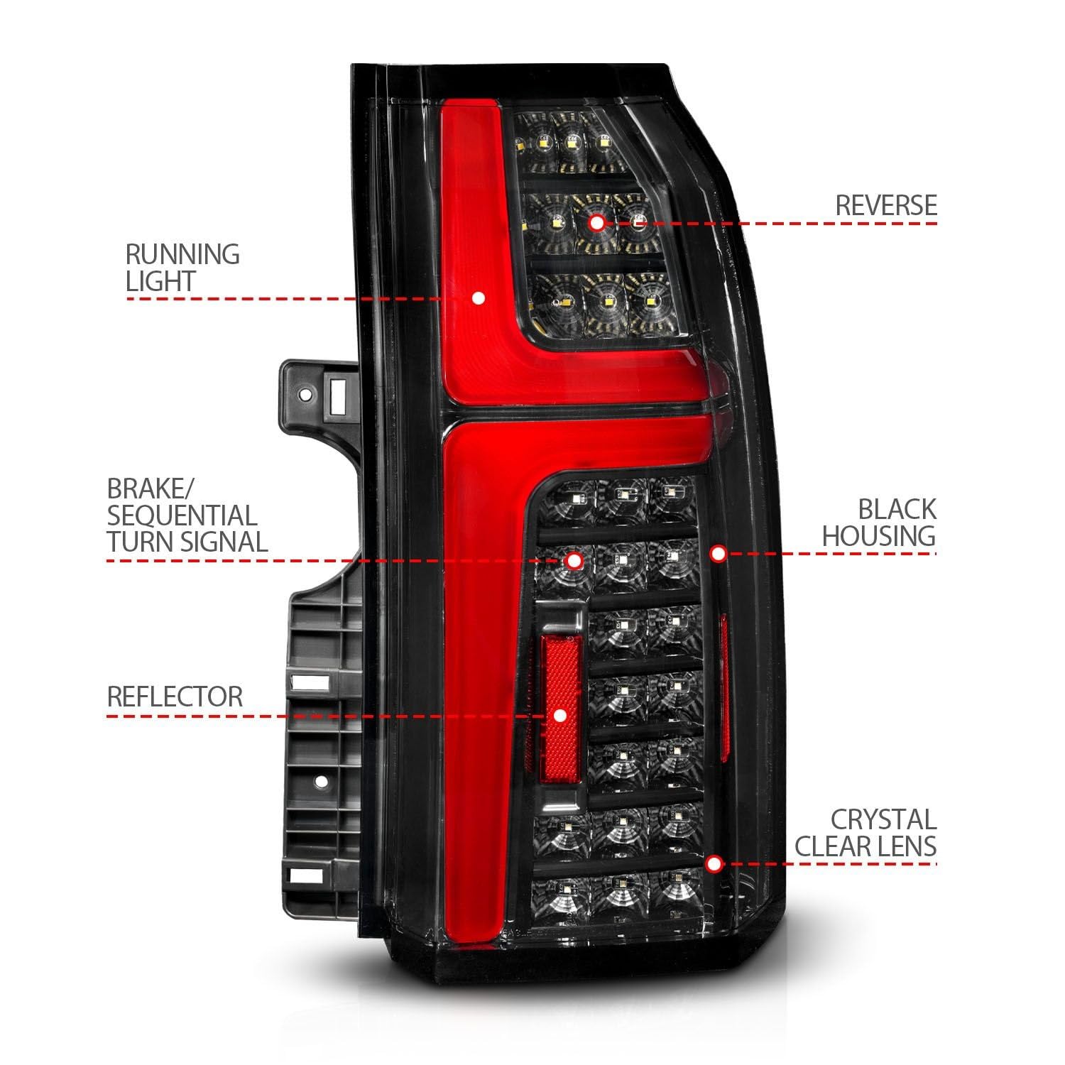 15-20 Chevrolet Tahoe ANZO Sequential LED Tube Taillights Black