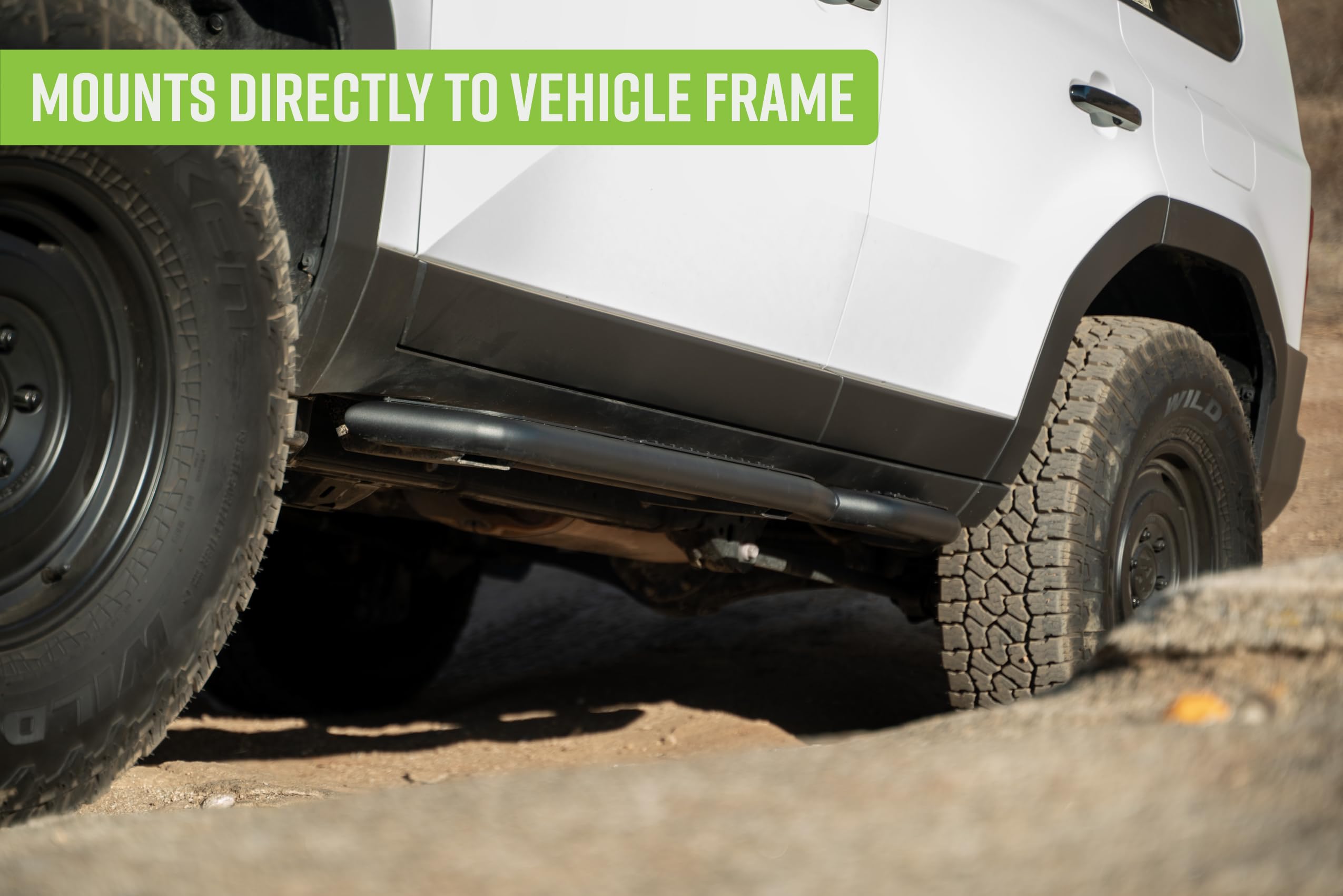 DV8 Offroad Side Steps OE Plus for 2024+ Toyota Land Cruiser | Anti-Slip Design | Protection from Light Trail Debris | Retains OEM Ground Clearance | Fully Bolt-On | Powder Coated