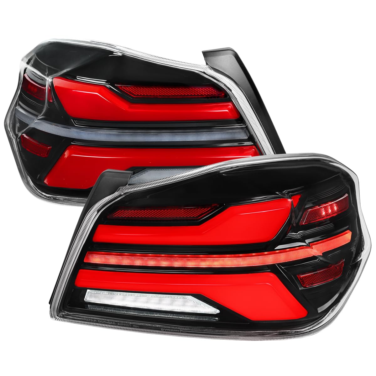 Full LED Jet Black Red Tail Lights w/Sequential Signal, Startup Animation Compatible with SPEC-D TUNING 2015-2021 Subaru WRX and WRX STI