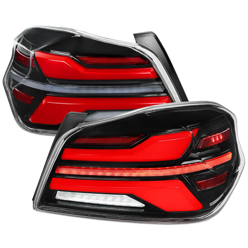 Full LED Jet Black Red Tail Lights w/Sequential Signal, Startup Animation Compatible with SPEC-D TUNING 2015-2021 Subaru WRX and WRX STI