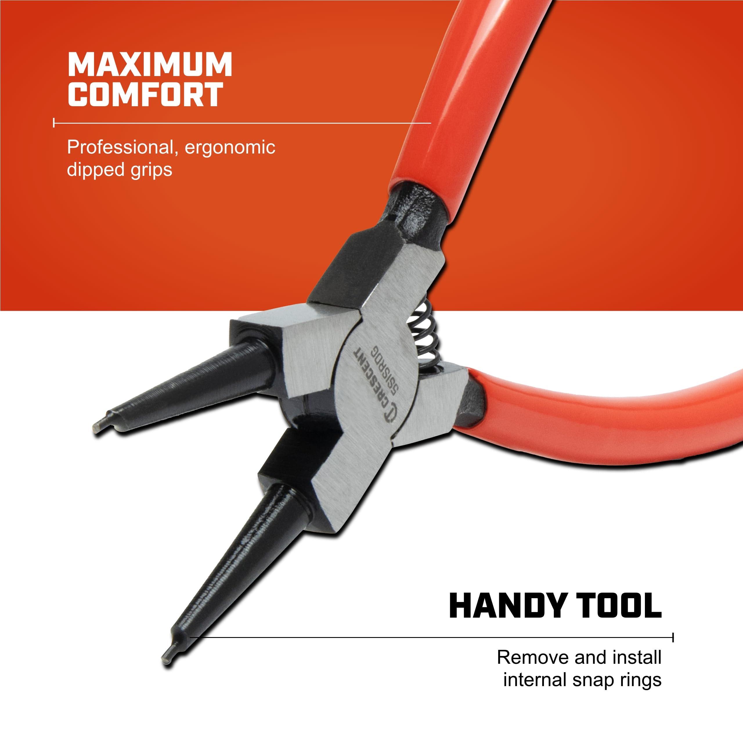 Crescent Internal Snap Ring Pliers Straight - Installation & Removal Tool for Home Improvement, Repair & Mechanic Use - 5" - 5SISRDG