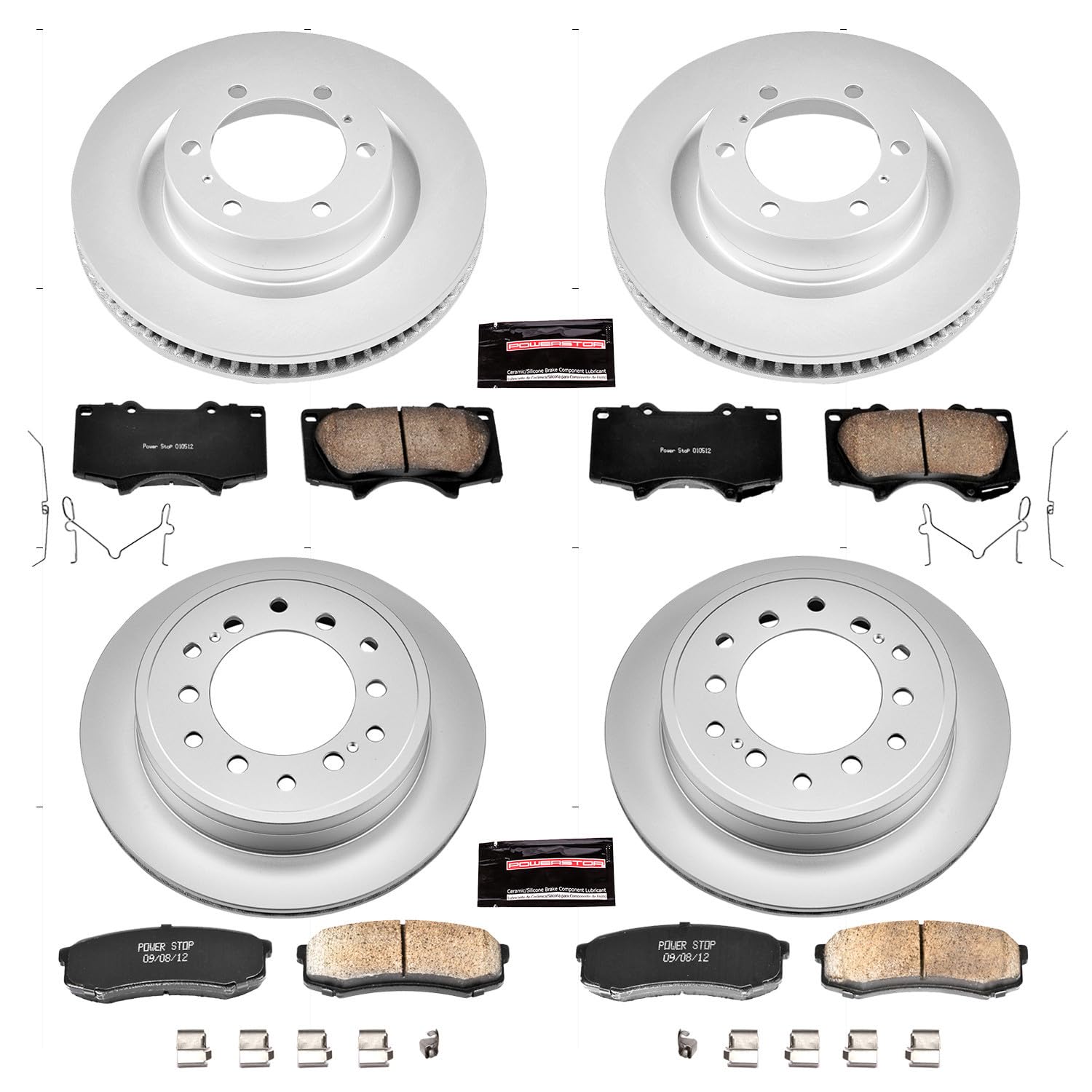 Power Stop CRK5874 Brake Rotor & Coated Ceramic Brake Pads- front & rear For Lexus GX460 2010-2022, Toyota 4Runner 2010-2023 [Model Specific]