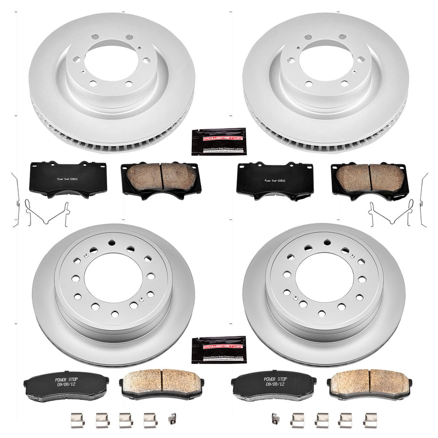Power Stop CRK5874 Brake Rotor & Coated Ceramic Brake Pads- front & rear For Lexus GX460 2010-2022, Toyota 4Runner 2010-2023 [Model Specific]