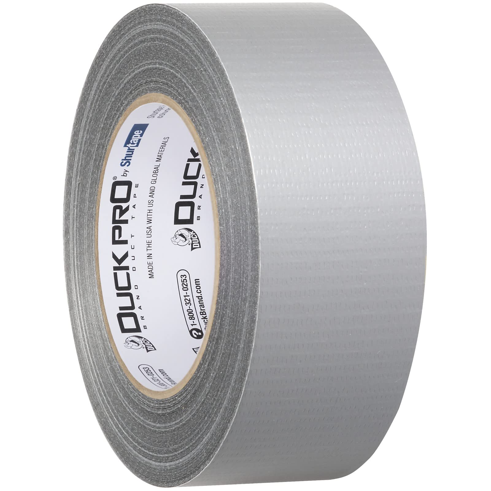 Shurtape Duck Pro Utility Grade, Co-Extruded Cloth Duct Tape for Packaging, Sealing, Waterproofing, 48mm x 60yd, 6.0 mil, Silver, 1 Roll (105449)