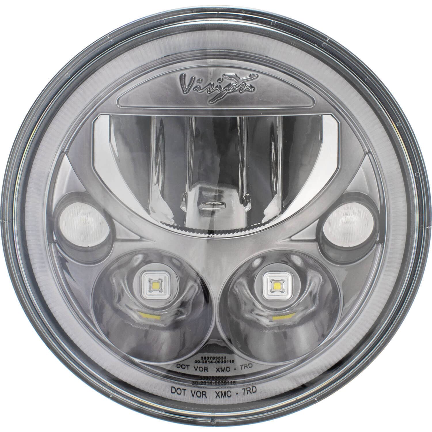 7" Round Vision X Lighting (XIL-7RDB) VX LED Headlight w/Low-High-Halo, Single Light, Black Chrome Face