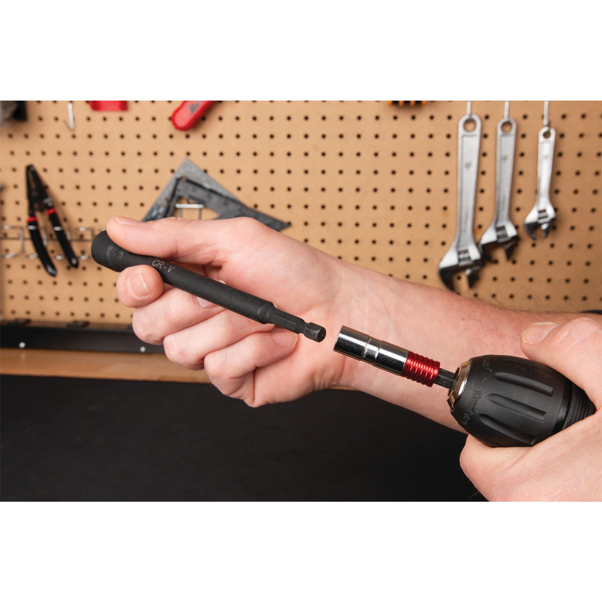 W9064 Performance Tool 9 Pc. Metric Magnetic Nut Driver Bit Set, Chrome Vanadium Steel, Black Phosphate Coating, 1/4-in. Drive, Includes Storage Rail