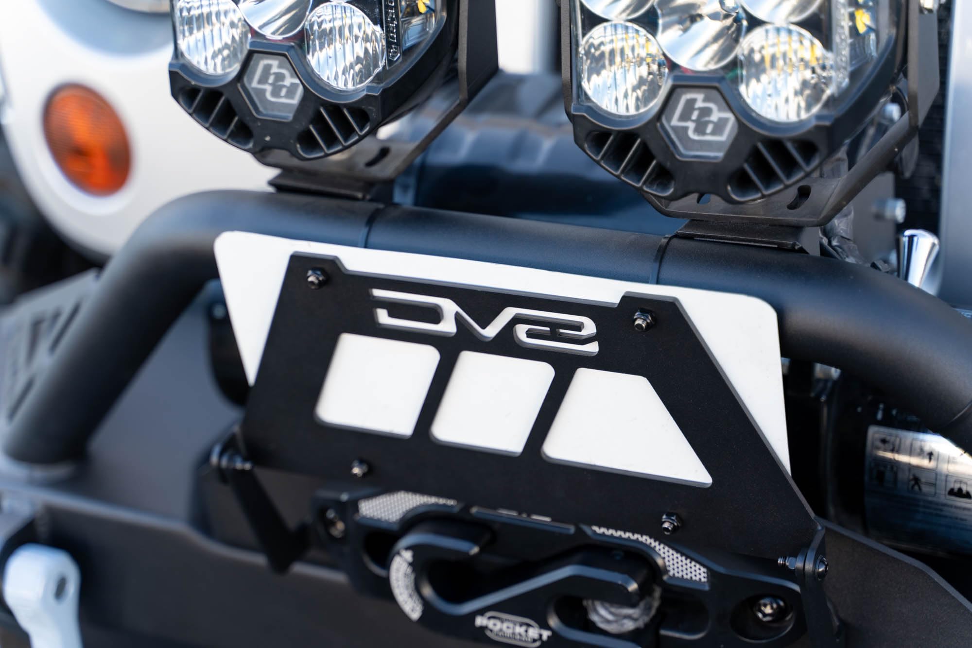Flip-up Fairlead Mounted License Plate Bracket | Universal Design Compatible with Flat Standard Fairlead Mounts | Flips Up & Out of The Way to Provide Access to The Winch Rope