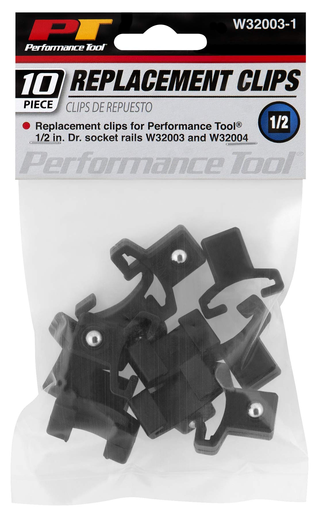 W32003-1 Performance Tool 10pc 1/2-Inch Drive Replacement Clips - Durable and Easy-to-Use Tool Organizer for Garage and Workshop