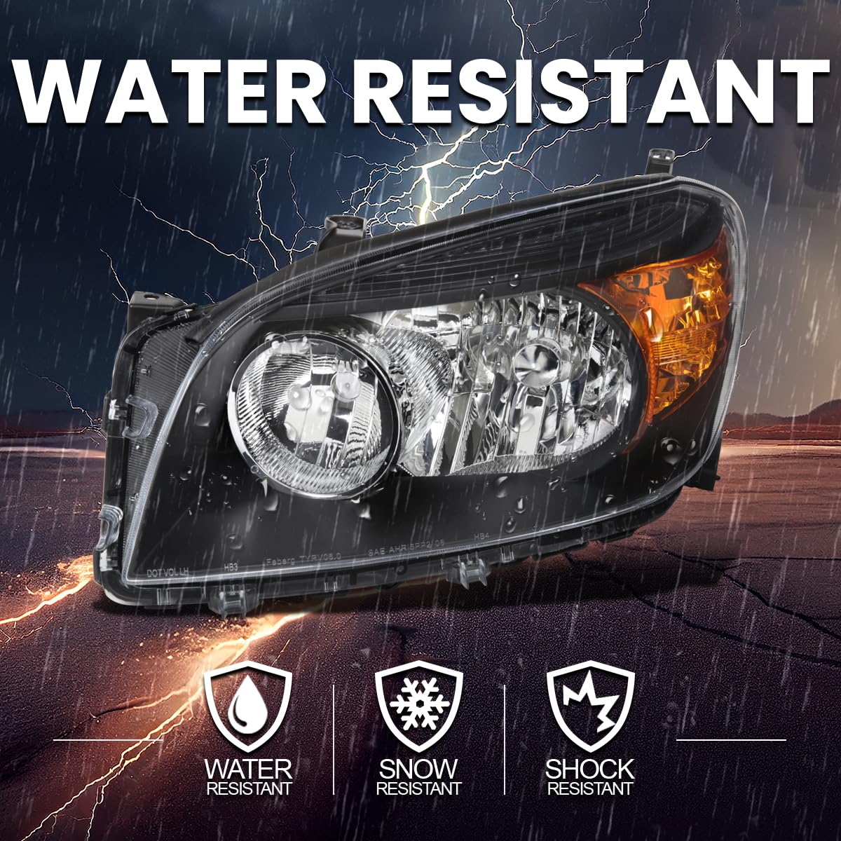 Black Headlights SPEC-D TUNING Compatible with 2006-2008 Toyota RAV4, Left + Right Pair Headlamps Assembly