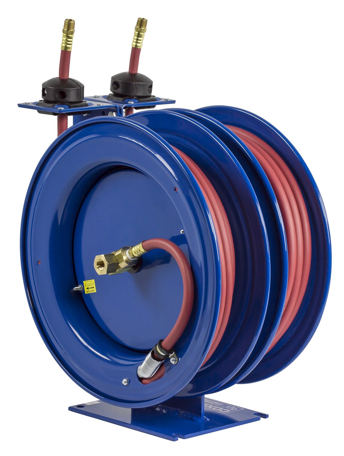 Coxreels Dual Purpose C-LP-350-350 Two Hose/Cord Reel - ⅜” Hose ID - 50' Length PVC Hose and 50' SJO Cord Included - Compact For Air Compressor, Garden and Pressure Washer Hoses Made in USA