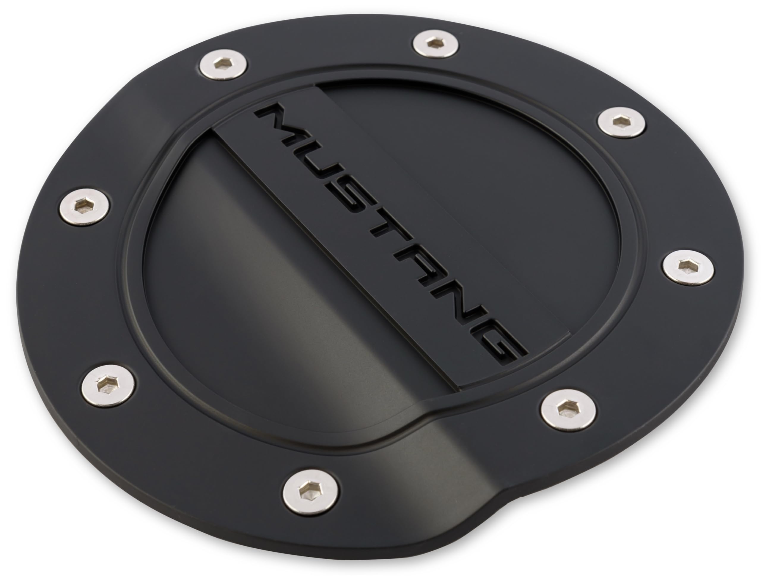 Fuel Door Comp Series Black with Mustang Logo Drake Muscle Cars FR3Z-6640526-MA