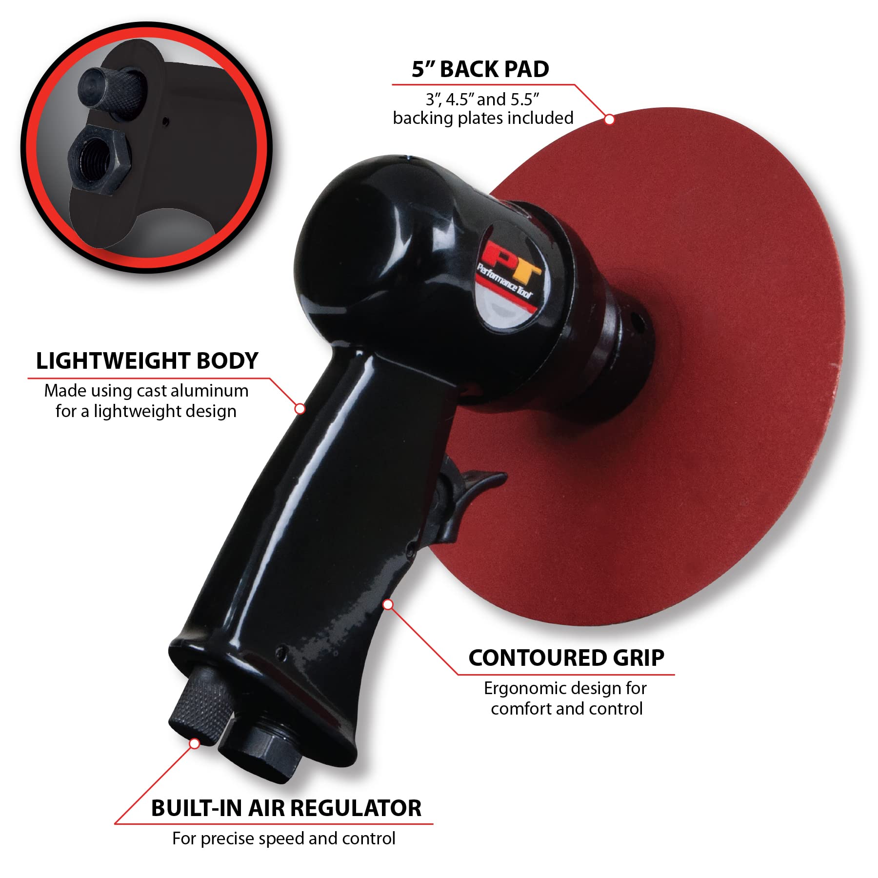 5-Inch Performance Tool M573DB High Speed Sander with Adjustable Speed Control and Dust Collection System for Efficient Sanding and Polishing Jobs