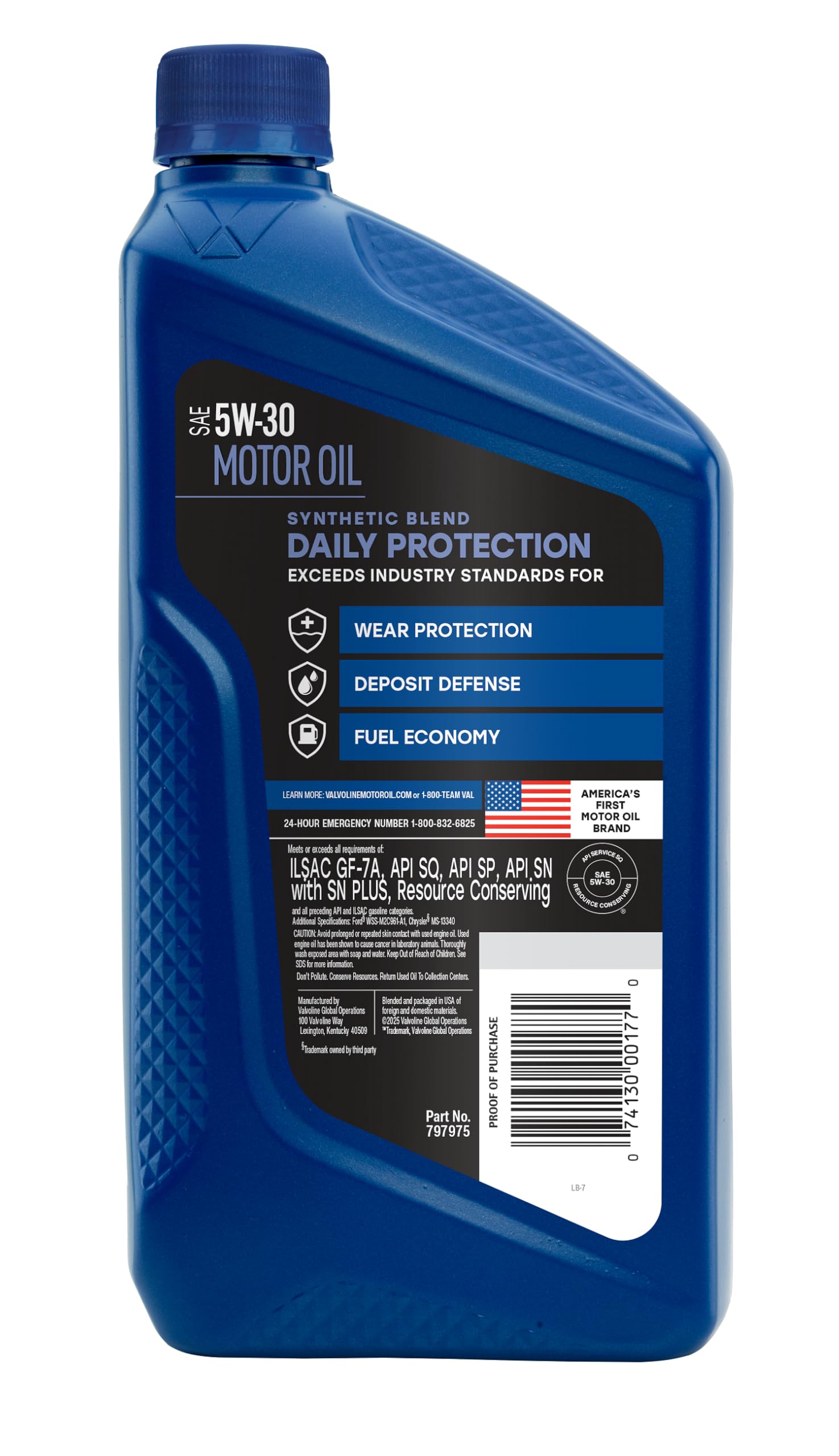 Daily Protection Valvoline SAE 5W-30 Synthetic Blend Motor Oil 1 QT, Case of 6 (Packaging May Vary)