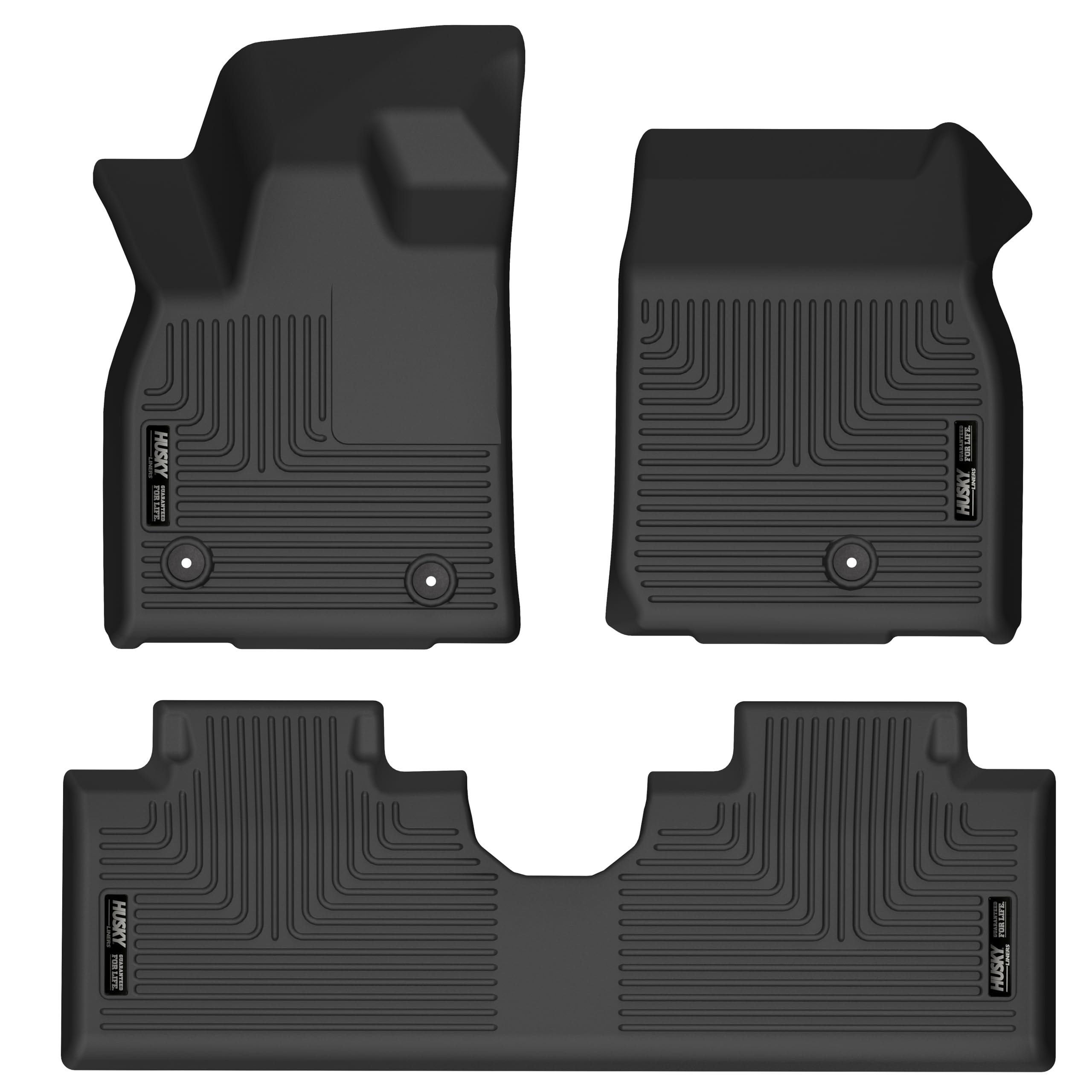 Weatherbeater Husky Liners Floor Mats | Fits 2021 - 2024 Ford Mustang Mach-E | Front & 2nd Row, 3-pc Black - 95071