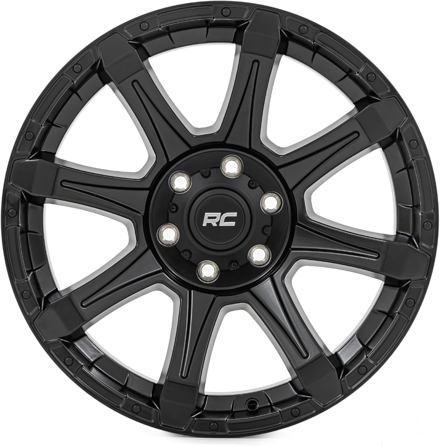 20x9 Rough Country 81 Series One-Piece | 5x150 | +18mm Offset-81201805 Semi-Gloss Black Wheel with Aluminum (20 x 9. inches /5 x 150 mm, 18 mm Offset)