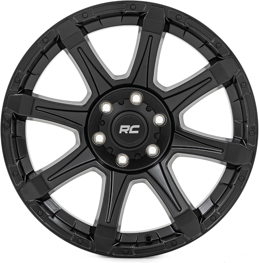 20x9 Rough Country 81 Series One-Piece | 5x150 | +18mm Offset-81201805 Semi-Gloss Black Wheel with Aluminum (20 x 9. inches /5 x 150 mm, 18 mm Offset)