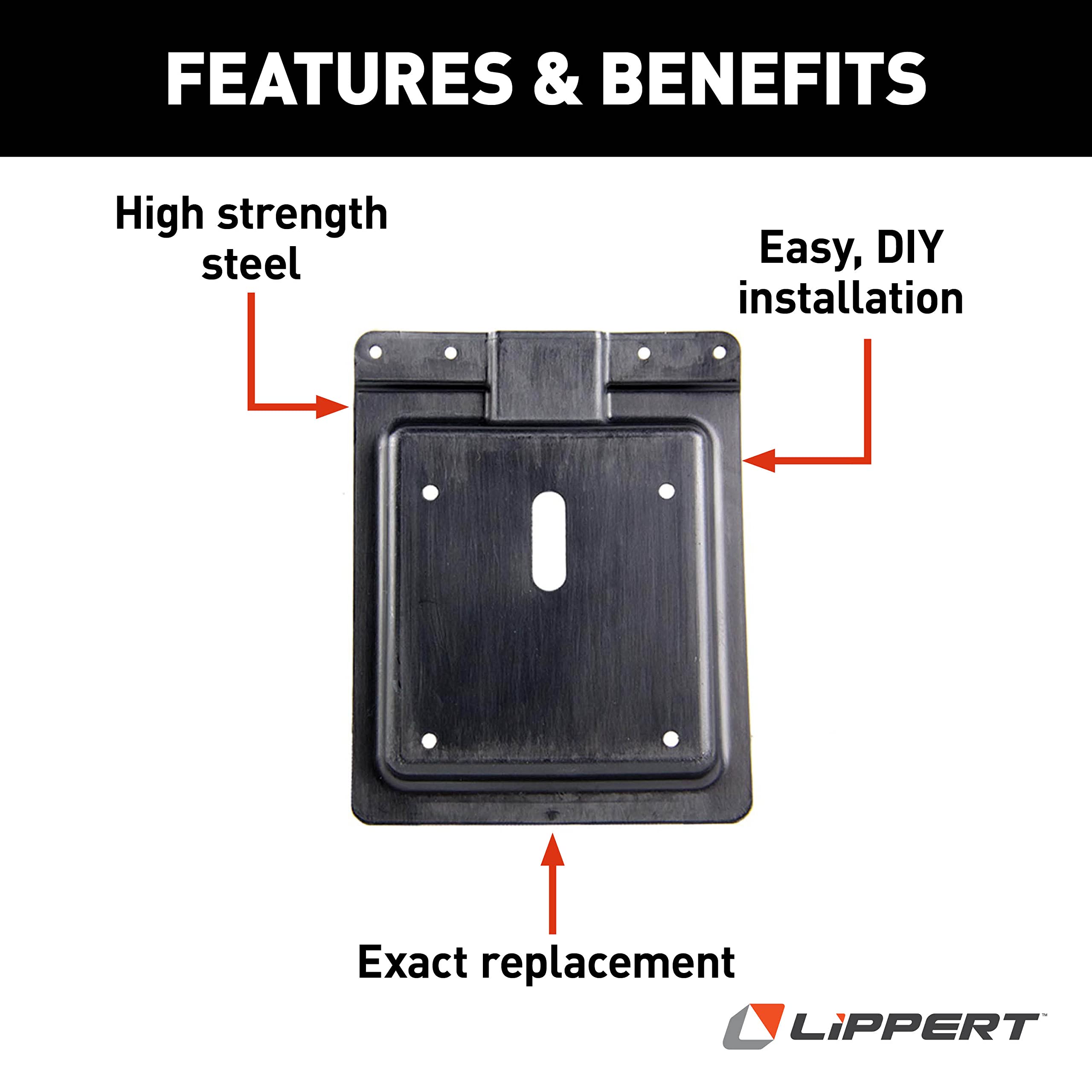 Lippert RV Standard Baggage Door Mounting Plate 4.5" x 5" Chrome 227099
