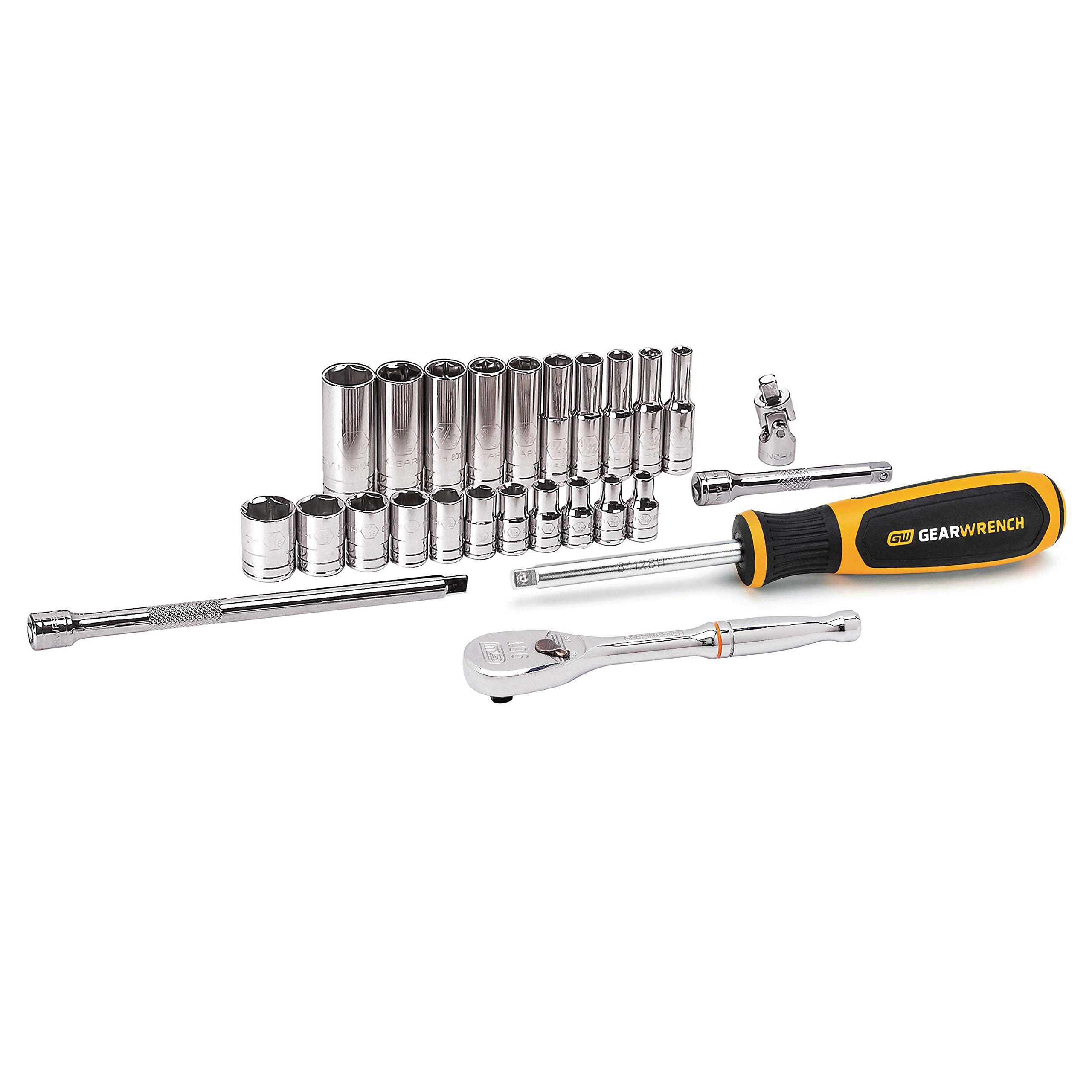 26 Pc. GEARWRENCH 1/4" Drive 6 Pt. Standard Mechanics Tool Set, SAE - 80312DD