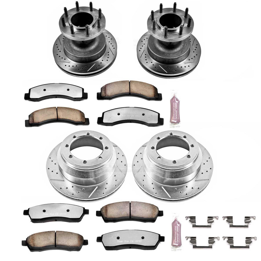 Power Stop K2868-36 Z36 Truck & Tow Brake Kit Front and Rear | Carbon Fiber Ceramic Brake Pads and Drilled/Slotted Brake Rotors For Ford F-350 Super Duty 1999-2002 [Vehicle Specific]