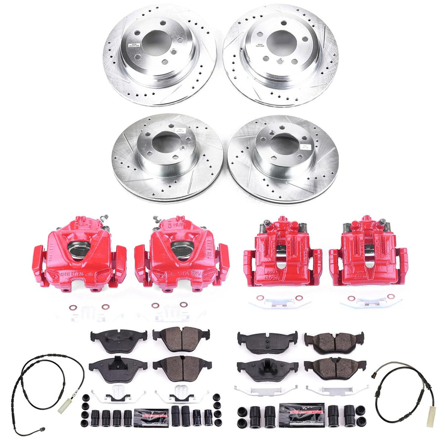 Power Stop Z23 Evolution Sport Brake Caliper Kit- Front & Rear Brake Rotors, Brake Pads and Brake Calipers For BMW X1 2013-2015 [Model Specific]