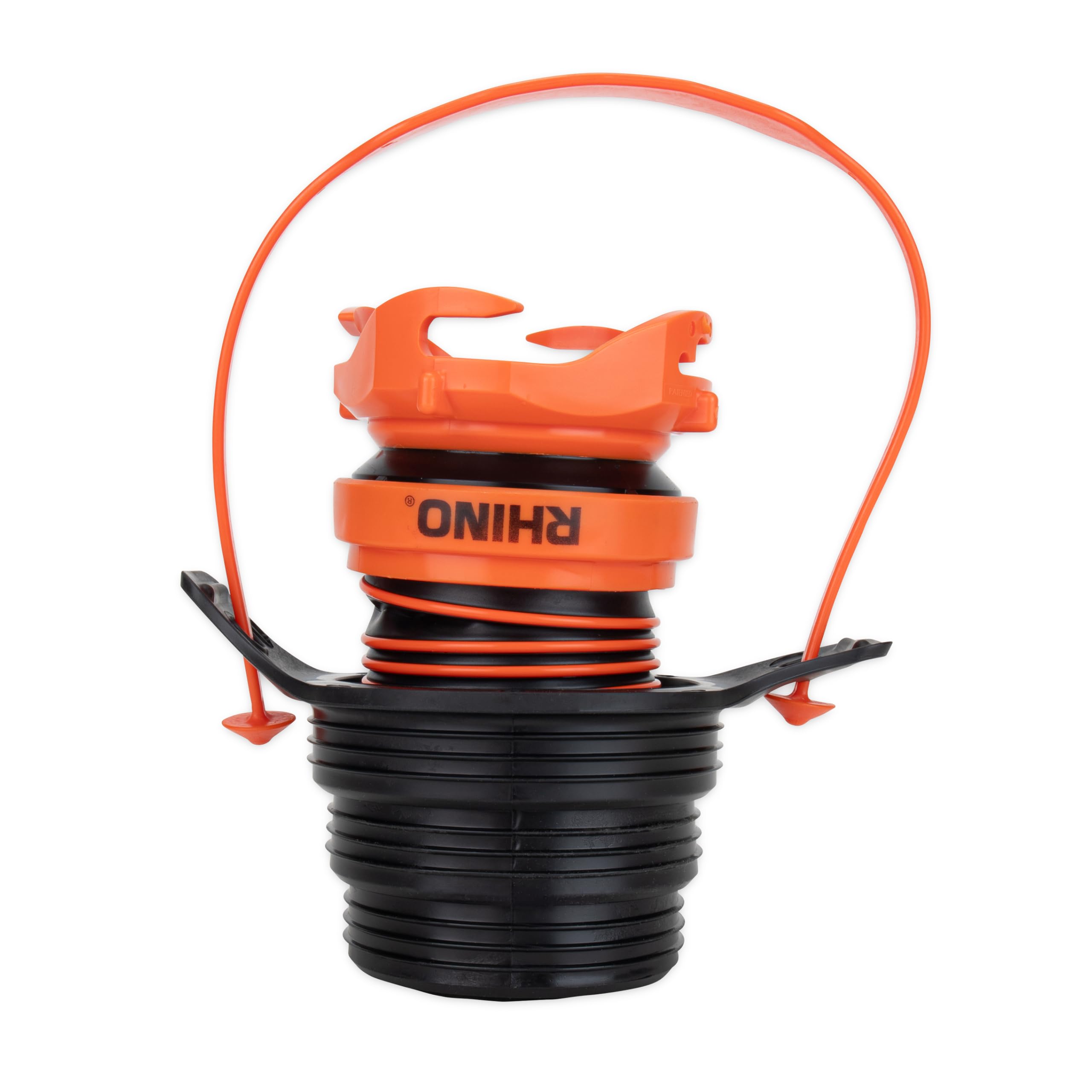 Camco 3-in-1 Flexible RV Sewer Hose Adapter & Drain Seal - Easily Connect Your Camper Sewer Hose to 3, 3 1/2, or 4 inch Inlets Even with Damaged Threads - Features RhinoExtreme Hose and Handle (39319)