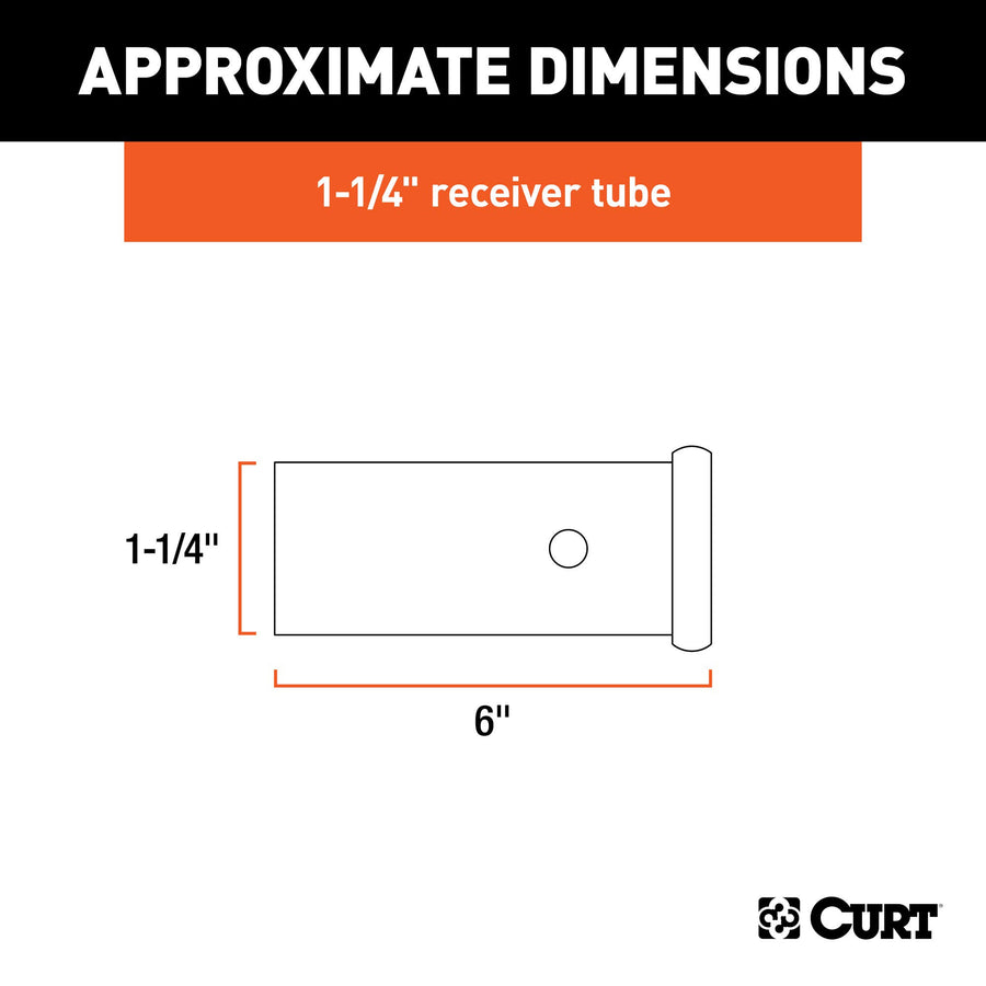 CURT 1-1/4-Inch x 6-Inch Weld-On Raw Steel Trailer Hitch Receiver Tube 49506