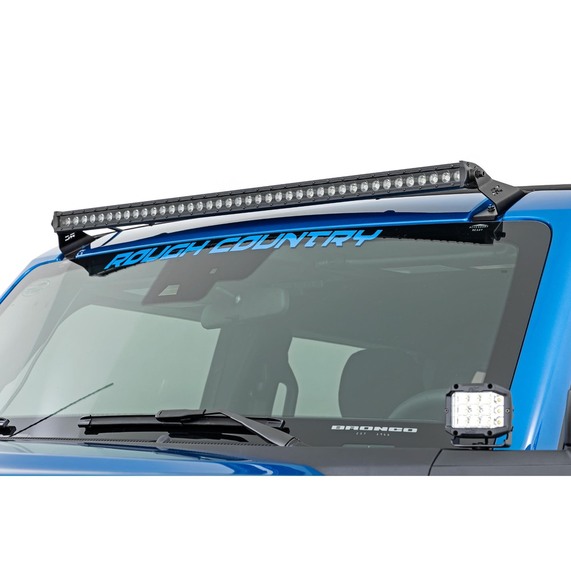 40" Rough Country LED Light Bar Kit for Ford Bronco (2021-2025) - Upper Windshield Mount, 210W Spectrum Series, 18,900 Lumens, Combo Spot & Flood Beam