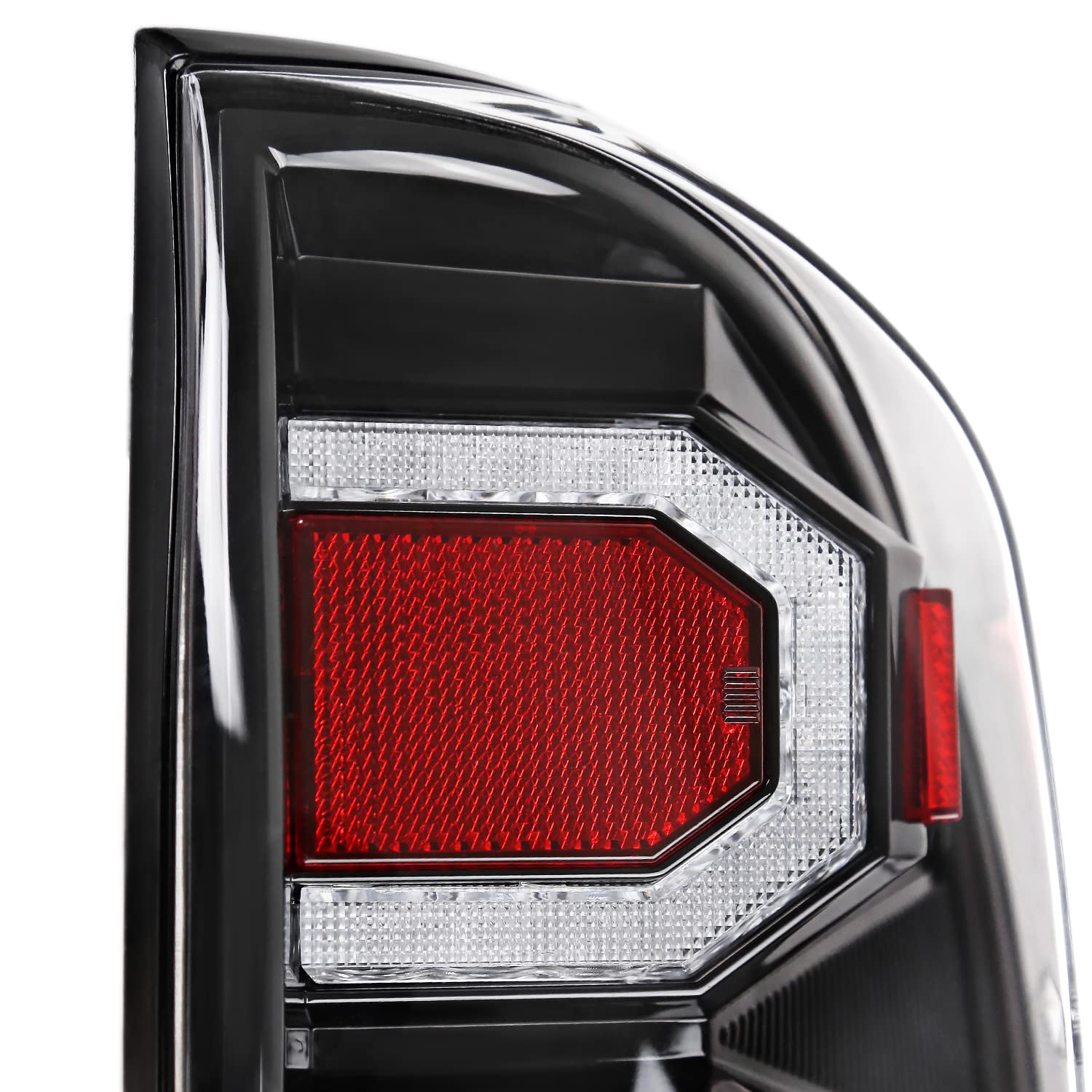 Spec-D Tuning Clear Lens Jet Black Housing LED Tail Lights w/Sequential DRL Strips Compatible with 2016-2022 Toyota Tacoma, Left + Right Pair Assembly