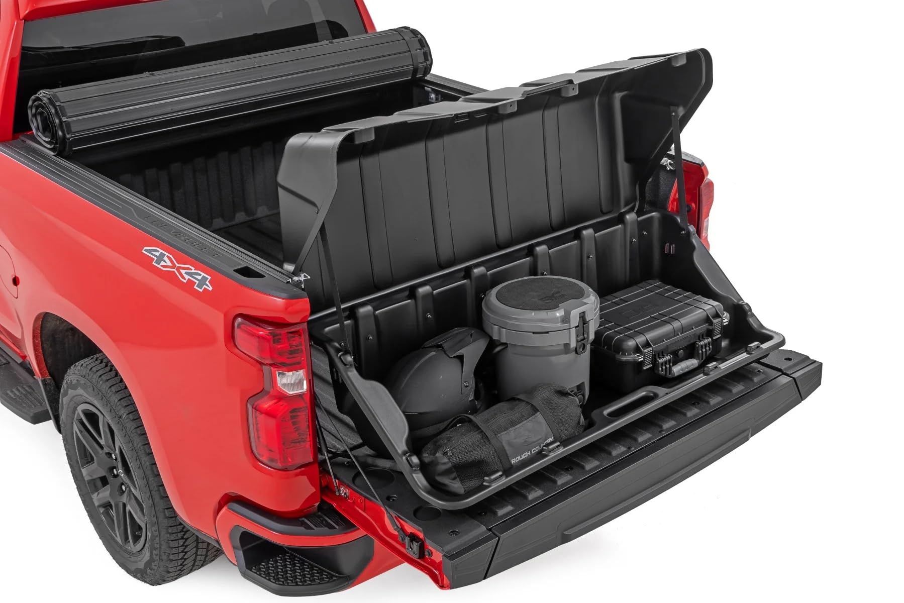 56" Rough Country Slide-Out Truck Bed Cargo Box w/Lockable Lid - Heavy-Duty, Weather-Resistant Truck Organizer for Full-Size Beds, Easy Tailgate Access