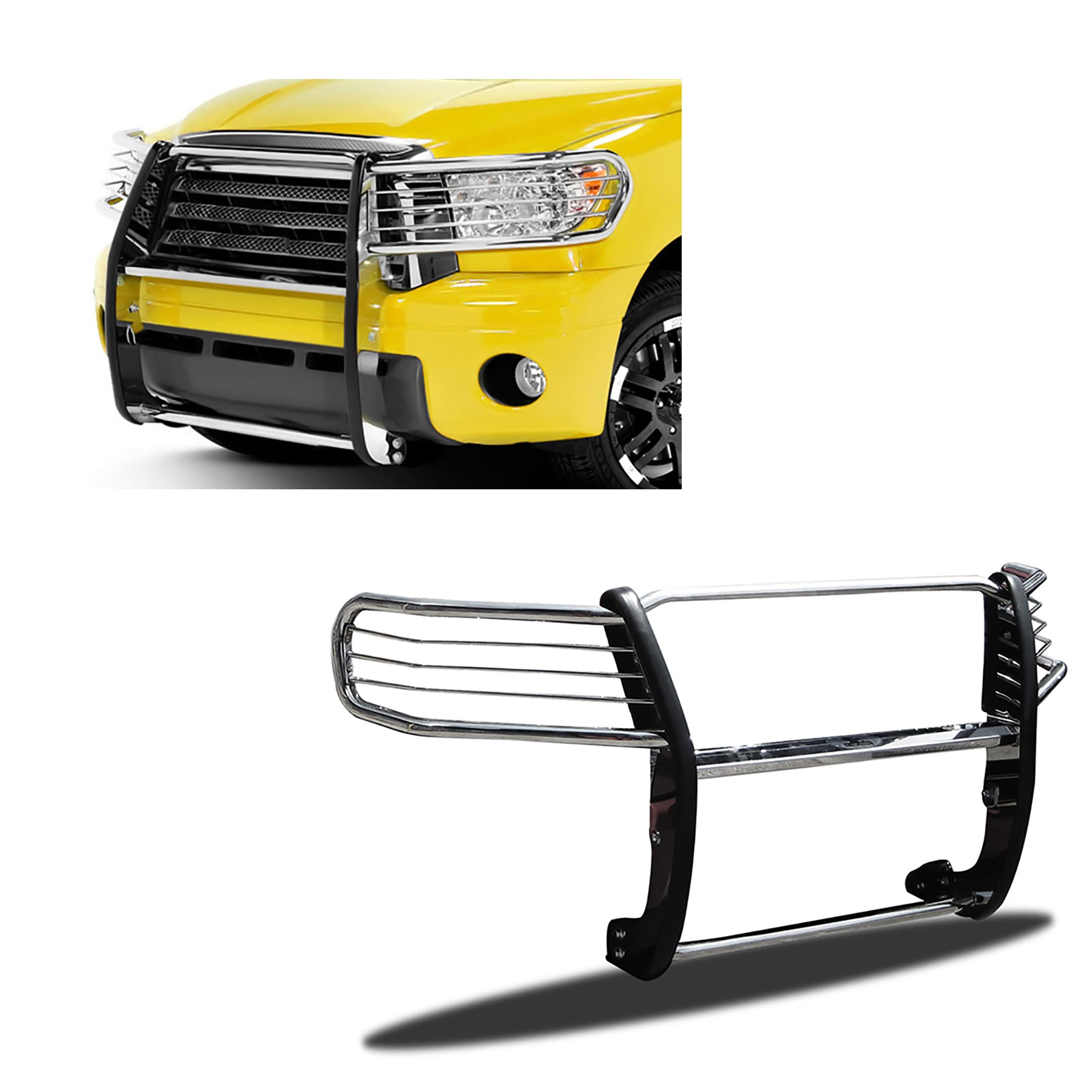 Bumper Guard Black Horse Grille brush Modular Stainless Steel Compatible with 2008-2022 Toyota Sequoia|2007-2021 Toyota Tundra-17A098900MSS