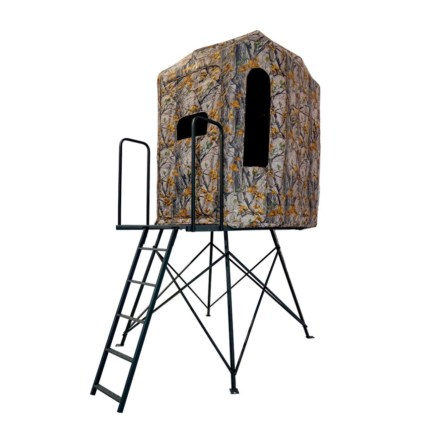 Muddy 360 Soft Side Resistant Heavy-Duty Powder Coated Steel Hunting Blind - Insulated Fabric Walls, Floor Pad, Silent Zipper Window System w/Sliding Mesh Backing - 5ft Deluxe Tower Platform